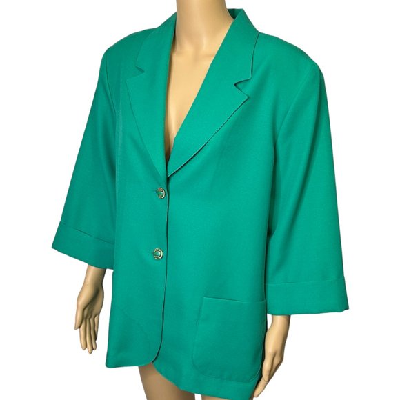 RARE Vintage Nikki Womens 16 Emerald Forest Green Suit Jacket Blazer - Picture 4 of 11